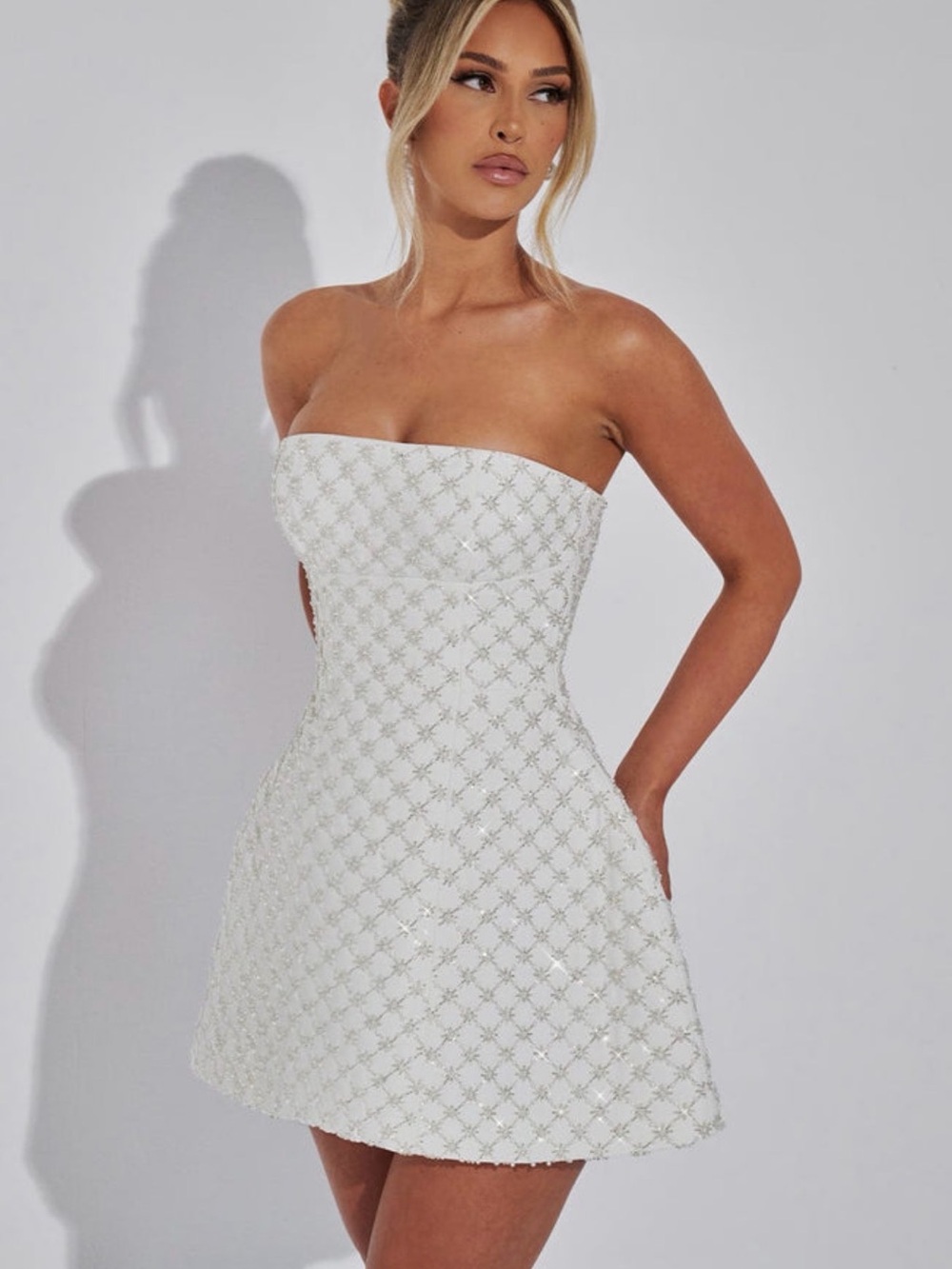 BABYBOO Beatrice Mini Dress Ivory Beaded Strapless Bridal NWT Size S